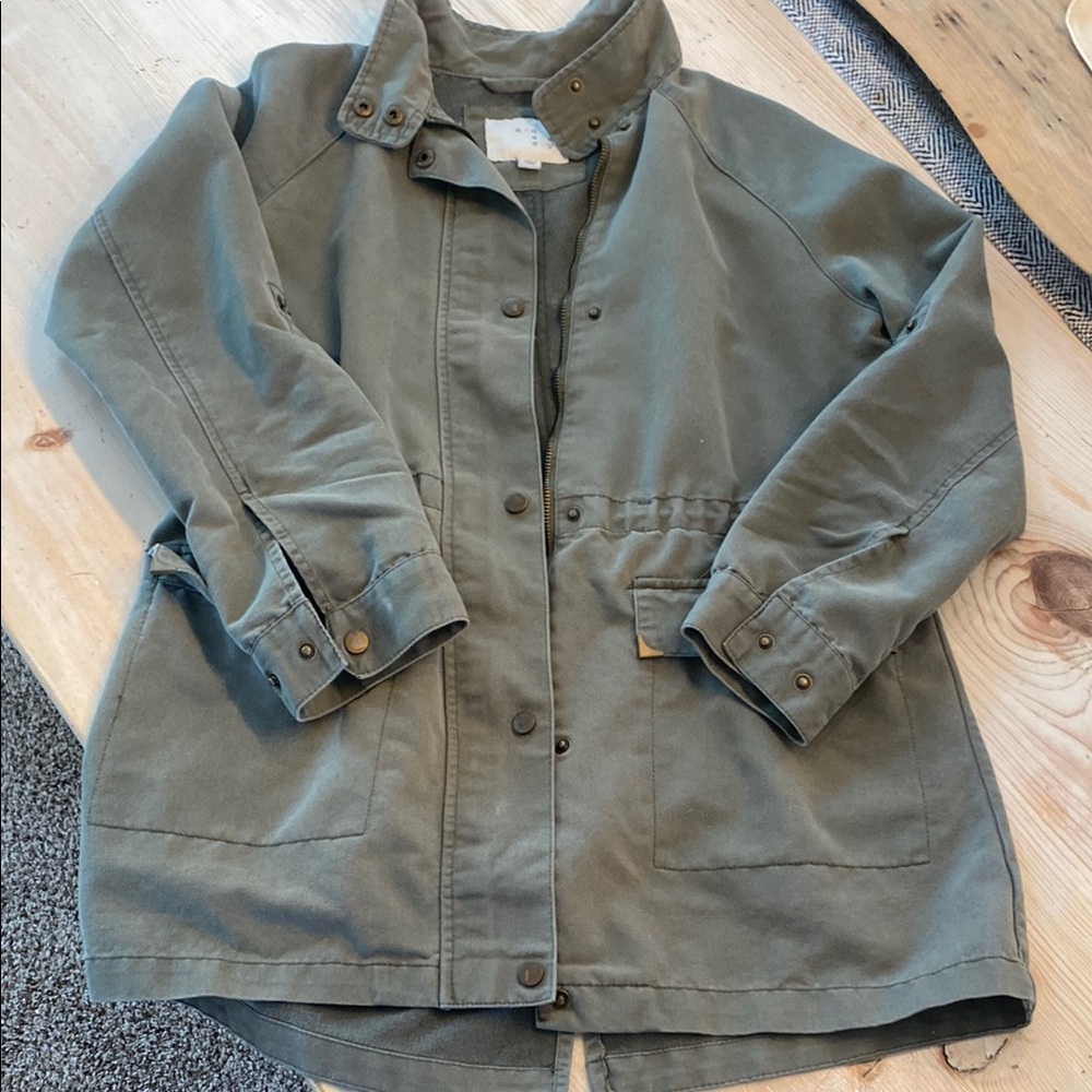 A New Day Green Utility Jacket with Stand-Up Collar